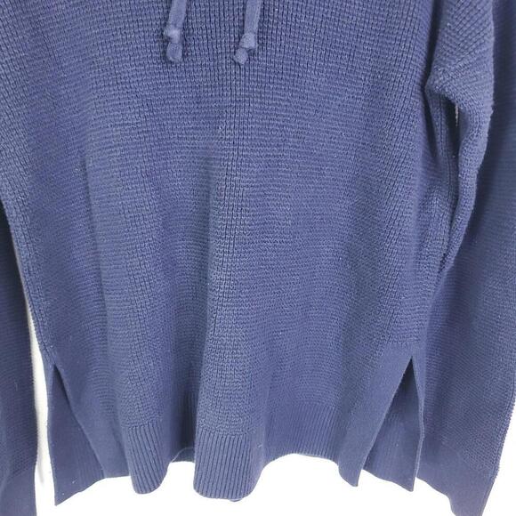 Gap Sweater Womens S Hooded Beachy Navy Coastal Pullover Sweatshirt Split Hem - Picture 3 of 10